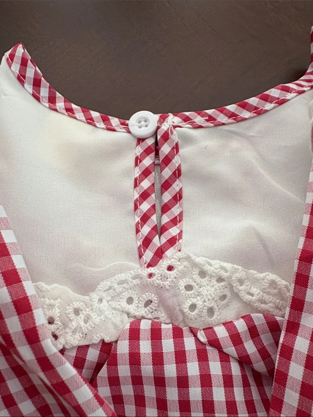Red check Heart Baby Romper Matching Bow Headband Valentine Set Embroidered